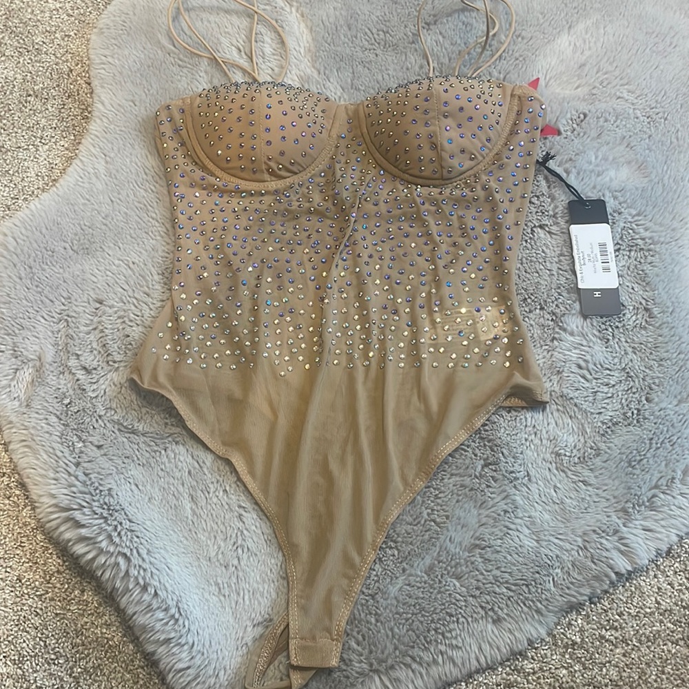 Rhinestone body suit NWT